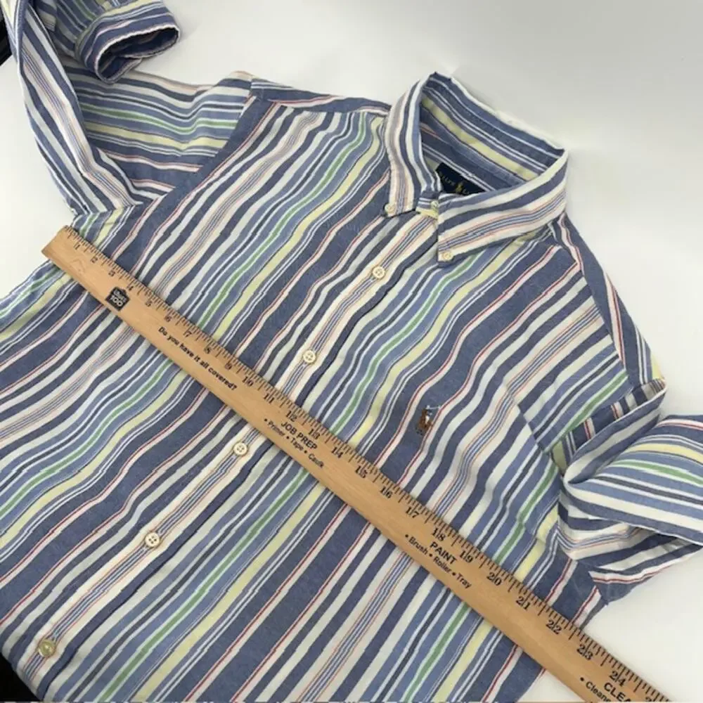 Polo Ralph Lauren Classic Fit Button Down Oxford Shirt Mens L Striped Preppy Y2K